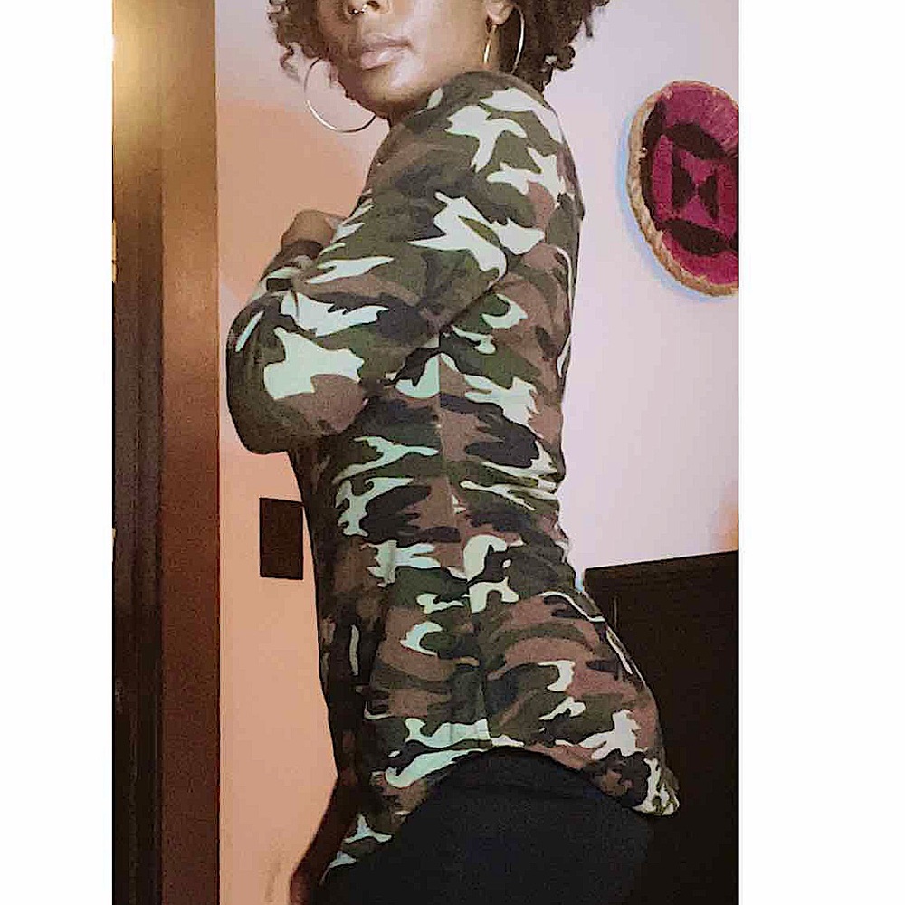 Rue21 Long Sleeve Rainbow Collared Camo